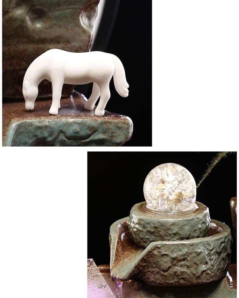 GUERNSEY Tabletop Fountain Creative Fish Tank Ornaments Office Desktop Fountain Living Room Desktop Decorations Tea Room Ceramic Fountain Ornaments Indoor Waterfall Feature Indoor Fountain
