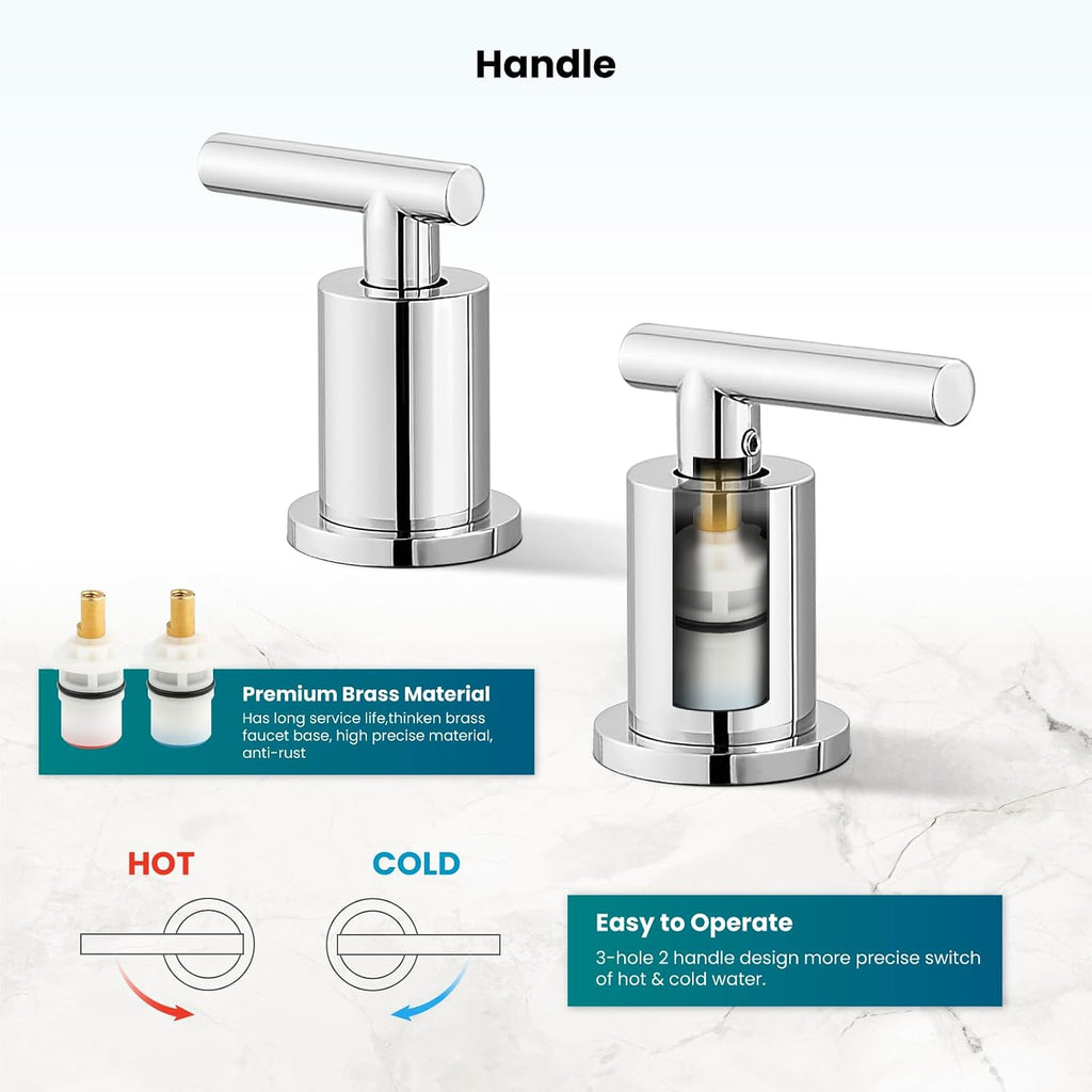 gotonovo 3 Hole 2 Handles Lavatory Basin Bathroom Sink Faucet with Pop Up Drain with Single-Handle Shower Faucet Set Shower Kit with Valve Shower Head and Handle Set Shower Trim Kit