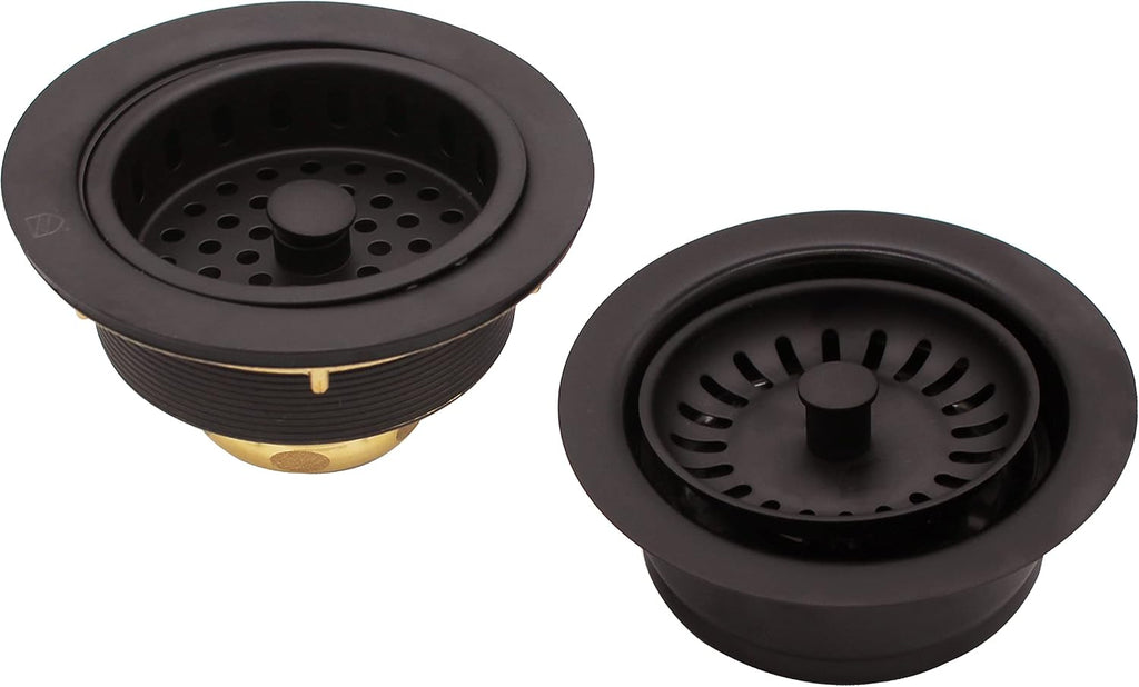 Westbrass CO2165S-12 COMBO PACK 3-1/2' Post Style Large Kitchen Sink Basket Strainer and Waste Disposal Drain Flange with Basket Strainer, Oil Rubbed Bronze