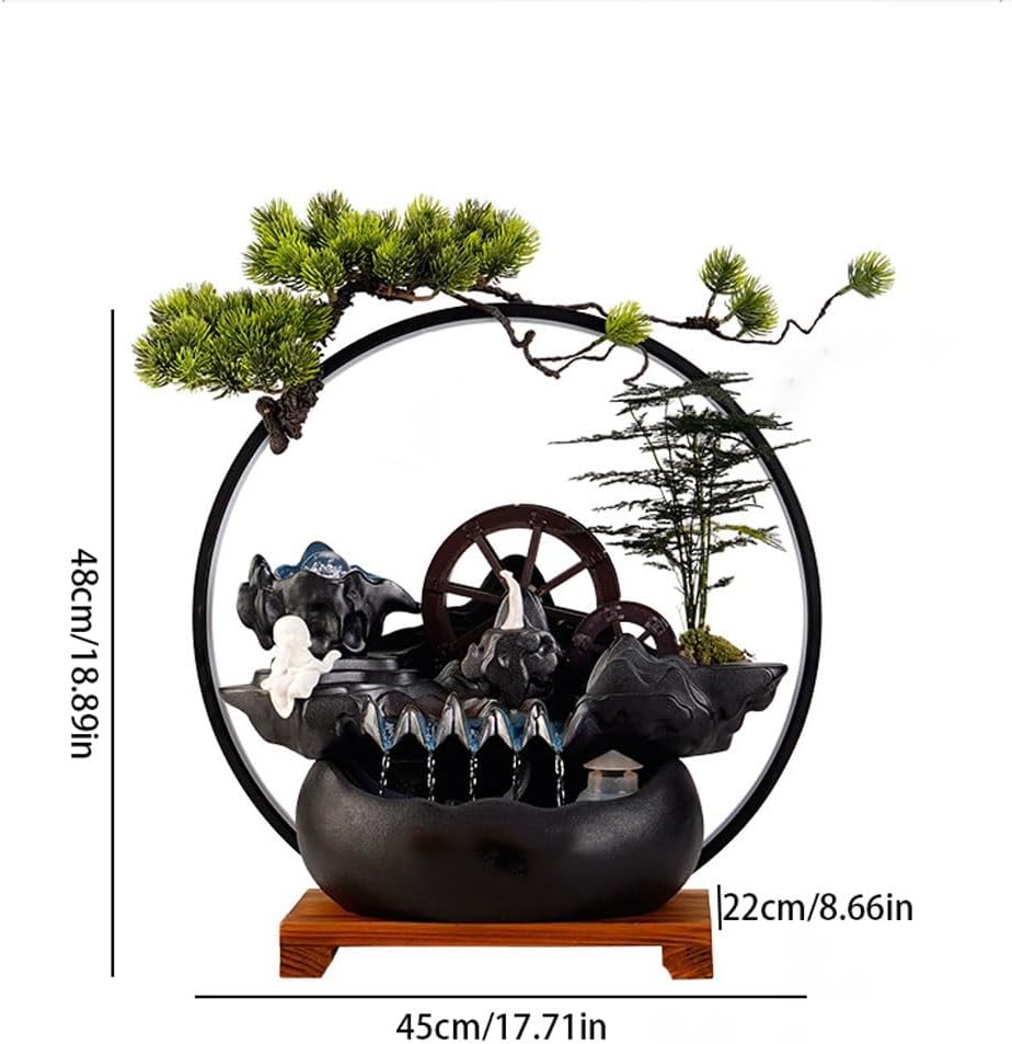 GUERNSEY Tabletop Fountain Chinese Desktop Fountain Ornaments Circulating Water Living Room Office Desktop Decoration Study Desktop Ornaments Indoor Fountain
