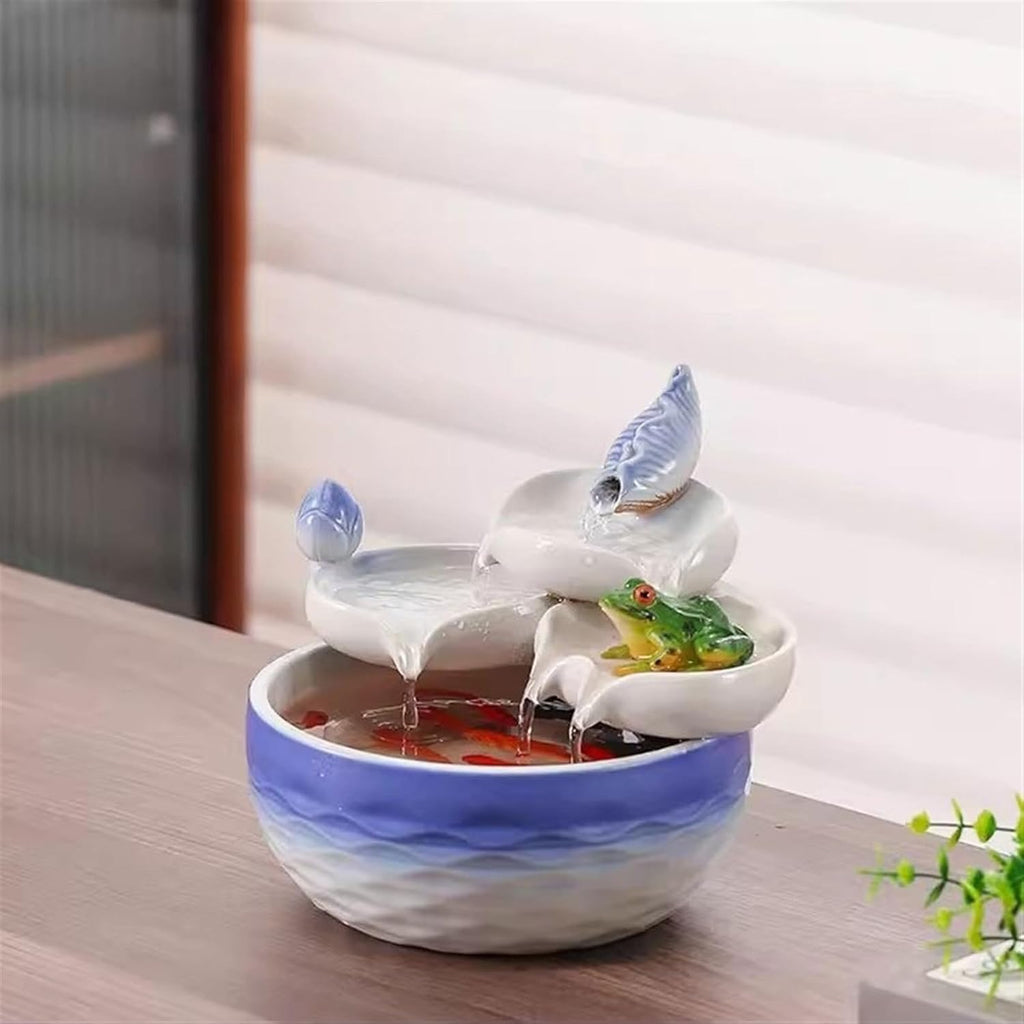 GLigeT Tabletop Fountain High End Flowing Decorations for Living Rooms Office Desks Home Opening Gifts Attracting Wealth Ceramic Fish Tanks Fountains Water Fountain Decor
