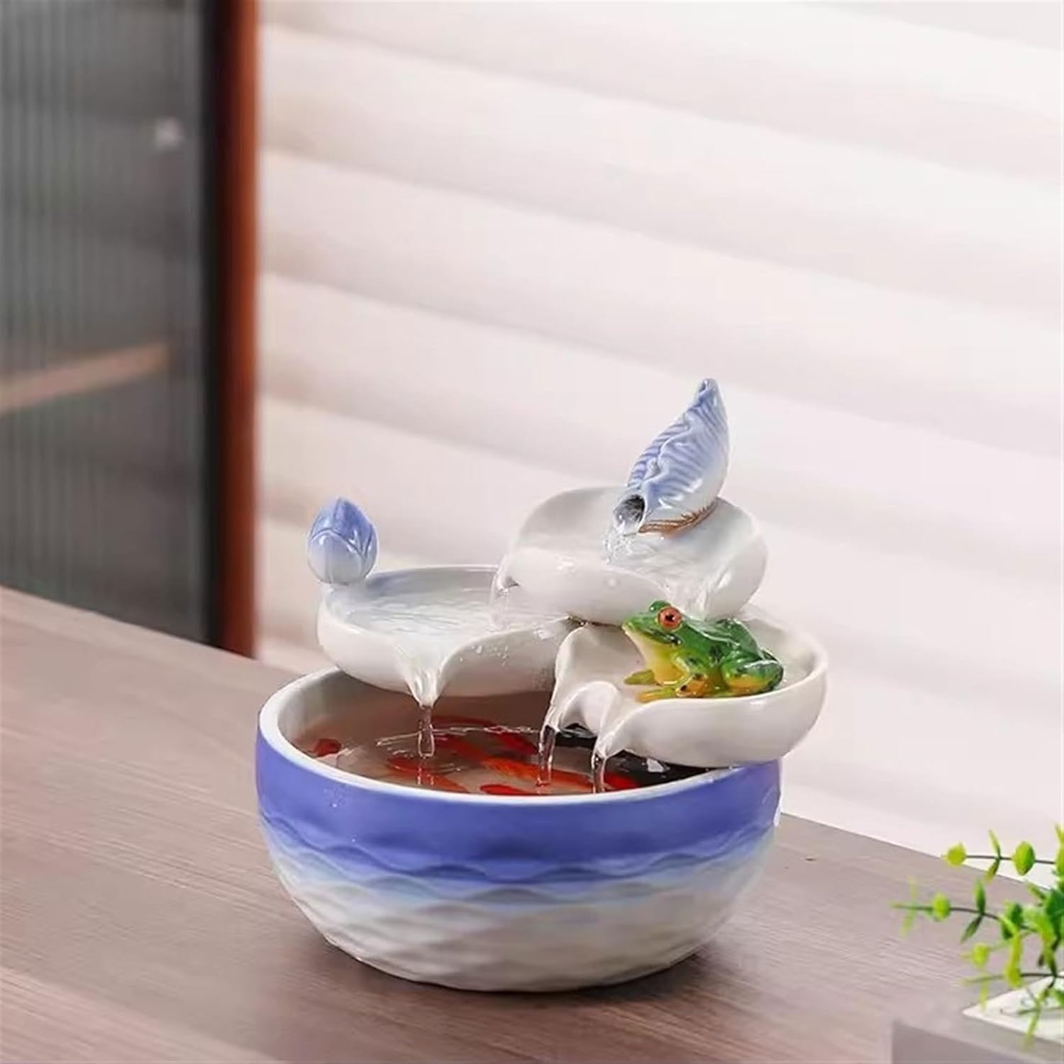 GLigeT Tabletop Fountain High End Flowing Decorations for Living Rooms Office Desks Home Opening Gifts Attracting Wealth Ceramic Fish Tanks Fountains Water Fountain Decor