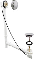 Westbrass D50P27TLE-05 27' Cable Drive Standard Bath Drain Trim Kit with Rotary Overflow Cover Knob, Pop-Up Stopper and Poly Tubular Pipes & Fittings, Polished Nickel
