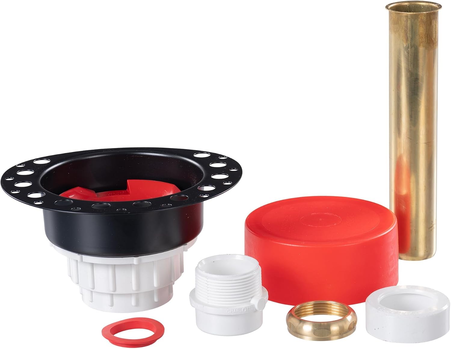 OS&B ITD5135 - Two Piece PVC Pipe Freestanding Tub Drain Kit & Rough-In - Easy Installation, Asymmetrical Deck Plate, Water, Air, & Smoke Testable - Designed for 8'/10' Joist Spaces & Tight Bathrooms
