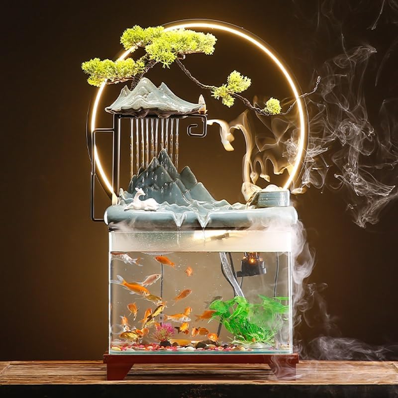 GUERNSEY Tabletop Fountain Tabletop Fountain Circulating Water Device Living Room Creative Decoration Office Small Fish Tank Desktop Landscape Indoor Fountain