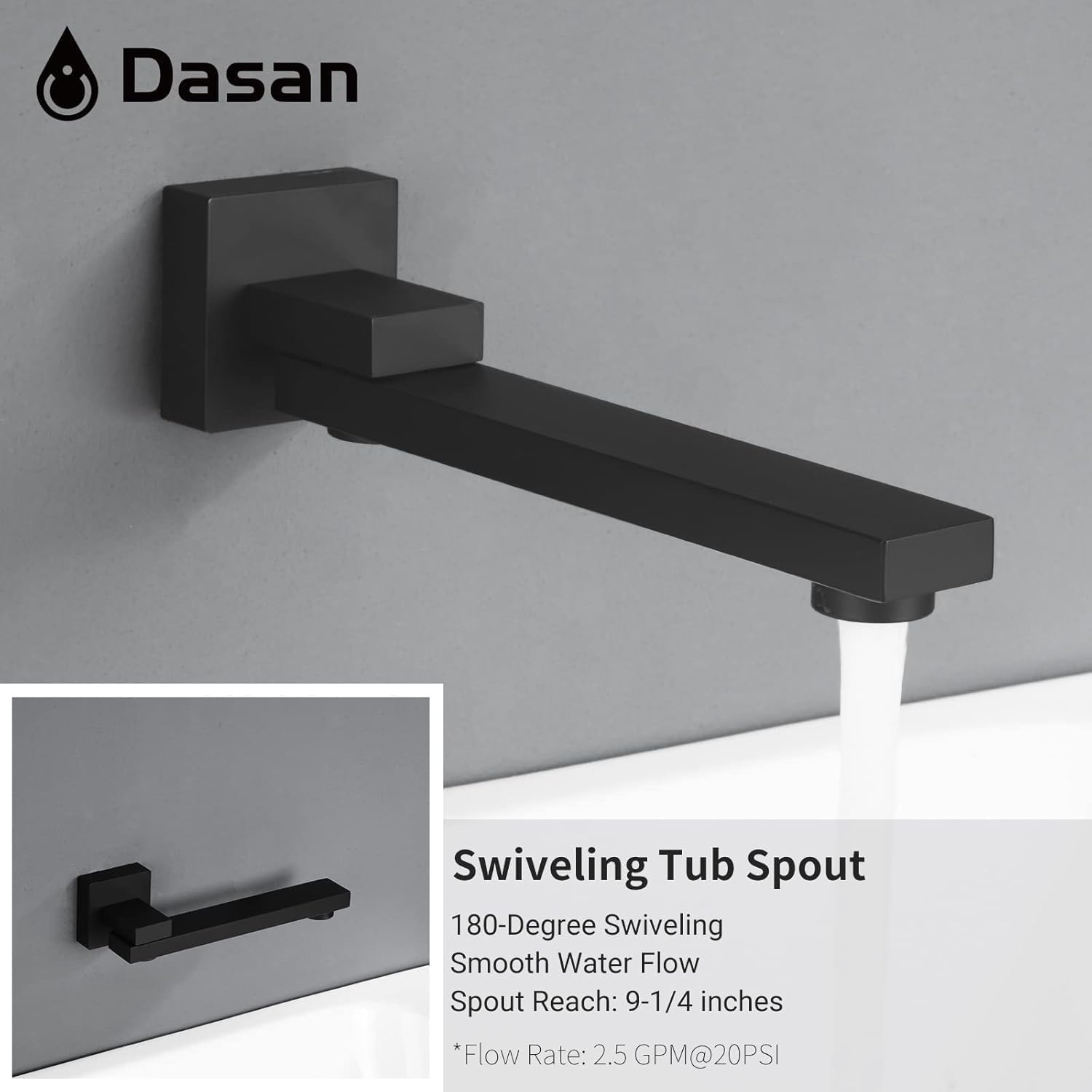 DASAN Tub Shower Faucets Sets Complete Matte Black Bathtub Shower System with Tub Spout, Bathtub Faucet Set Tub and Shower Faucet Combo Trim Kit with Rough-in Valve