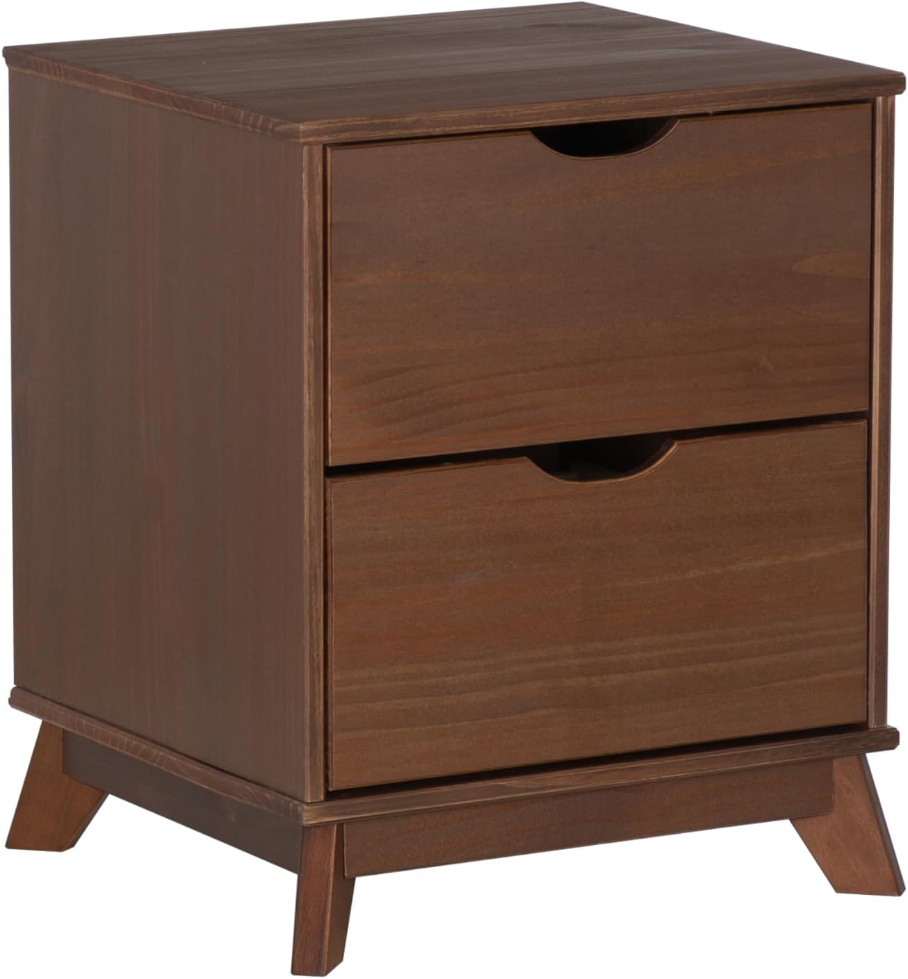 Powell Fordham Walnut Solid Pine Wood Twin Sized Platform Bed with Six Drawer Dresser and Set of 2 Two Drawer Nightstands