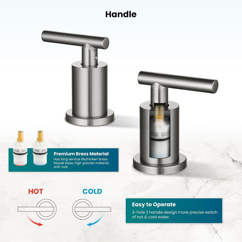 gotonovo 3 Hole 2 Handles Lavatory Basin Bathroom Sink Faucet with Single-Handle Shower Faucet Set Shower Kit with Valve Shower Head and Handle Set Shower Trim Kit