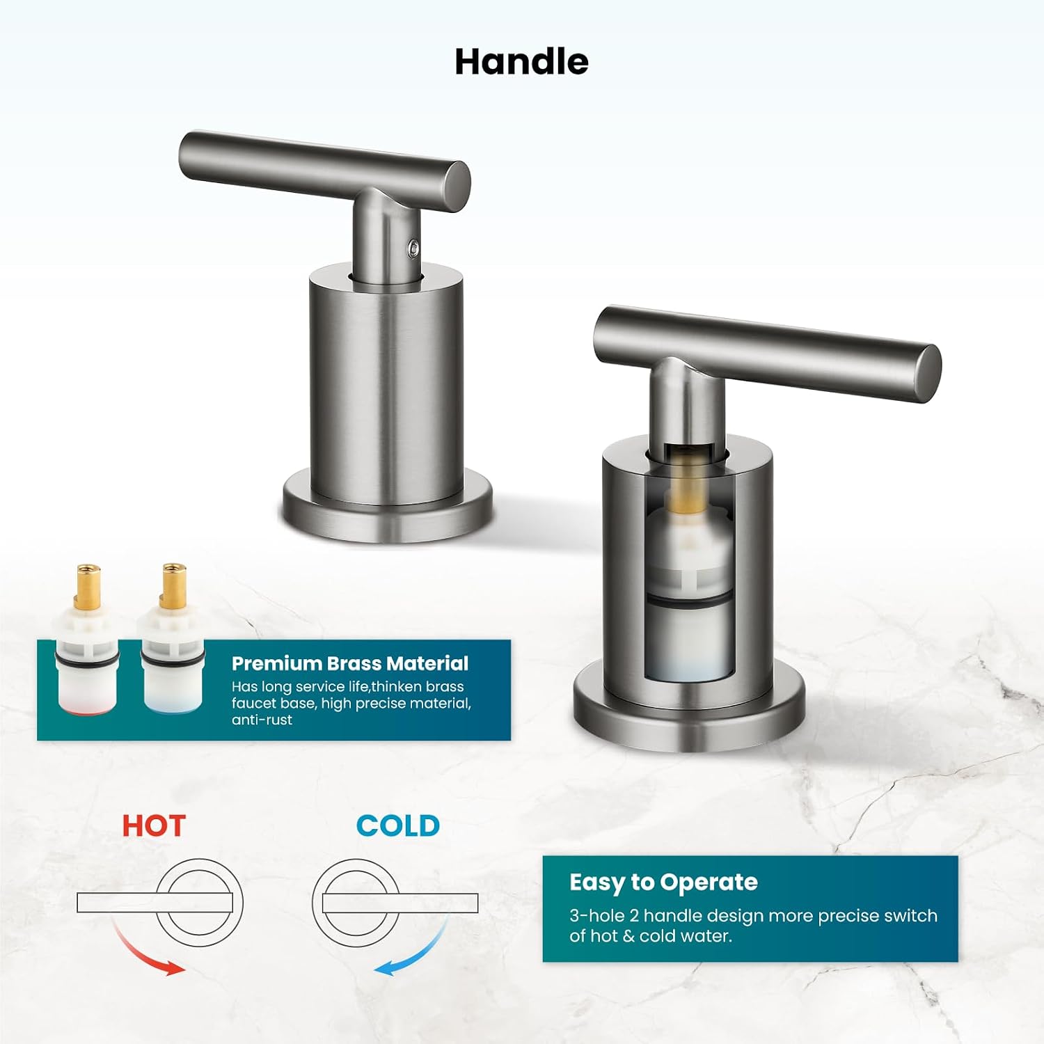 gotonovo 3 Hole 2 Handles Lavatory Basin Bathroom Sink Faucet with Single-Handle Shower Faucet Set Shower Kit with Valve Shower Head and Handle Set Shower Trim Kit