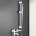 BiaoTeng Wall Mount Tub Faucet with Handheld Shower Hot and Cold Brass Single Handle Wall Mount Bath Tub Faucet Set White