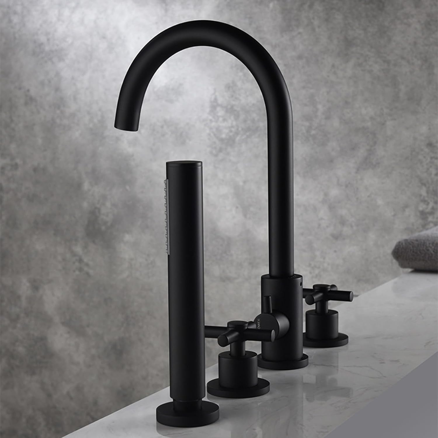 Bath Mixer Tap with Shower Attachment, 3-Hole Bathtub Tap Shower Head and Hose Set for Bath Taps Chrome,B