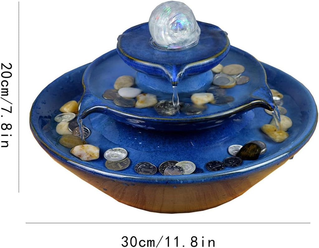 Tabletop Fountain Indoor Relaxation Tabletop Fountain with Led Light Home Office Decoration Meditiation Water Ceramic Desktop Fountains Desktop Fountain