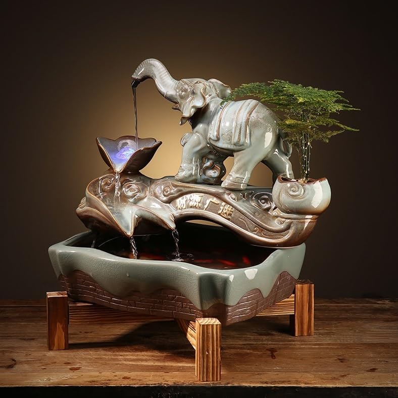 GUERNSEY Tabletop Fountain Tabletop Fountain Chinese Style Creative Flowing Water Fountain Office Living Room Decoration Fish Tank Ornaments Indoor Fountain