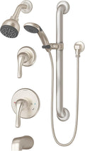 Symmons 9606-PLR-1.5-TRM-STN Origins 2-Handle Tub and 1-Spray Shower Trim with 1-Spray Hand Shower in Satin Nickel (Valves Not Included)