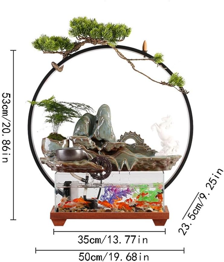 GUERNSEY Tabletop Fountain Chinese Style Mountain Flowing Water Desktop Ornaments Creative Indoor Fish Tank Circulating Water Table Fountain Indoor Waterfall Feature Indoor Fountain