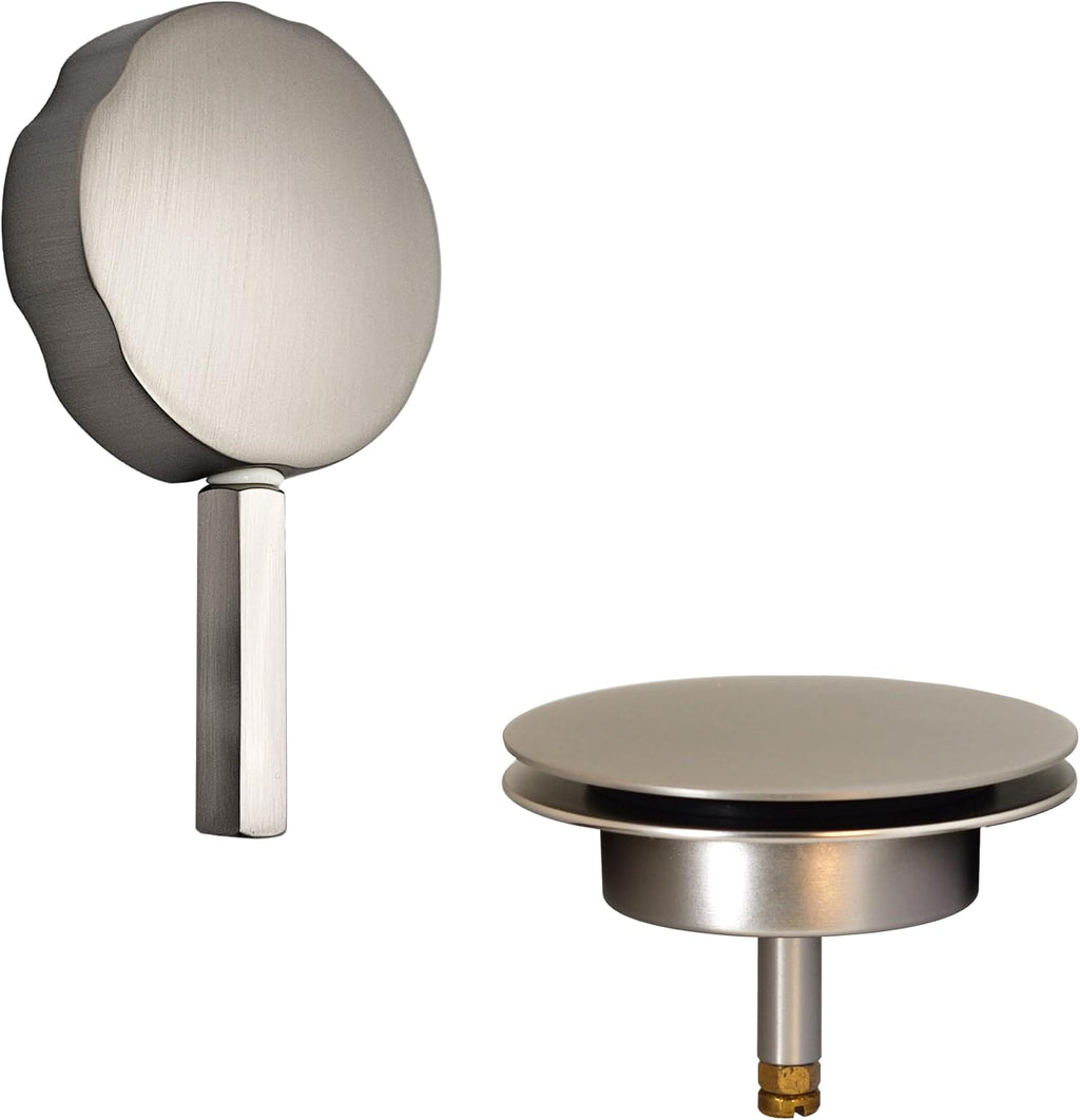 Westbrass Rotating Overflow with Pin for Easier Operation and Mushroom Drain Strainer, Stainless Steel, D50TP-20