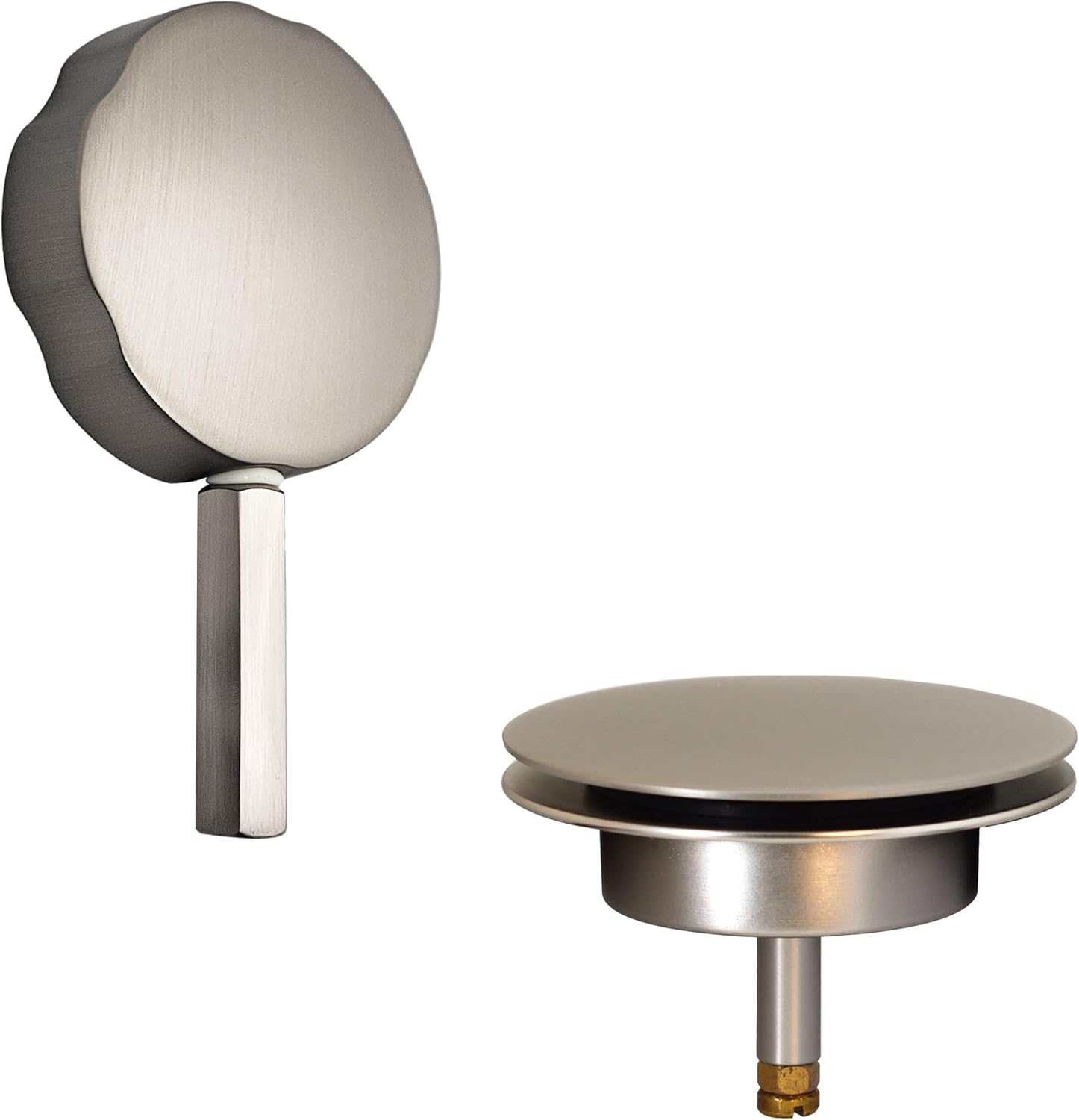 Westbrass Rotating Overflow with Pin for Easier Operation and Mushroom Drain Strainer, Stainless Steel, D50TP-20
