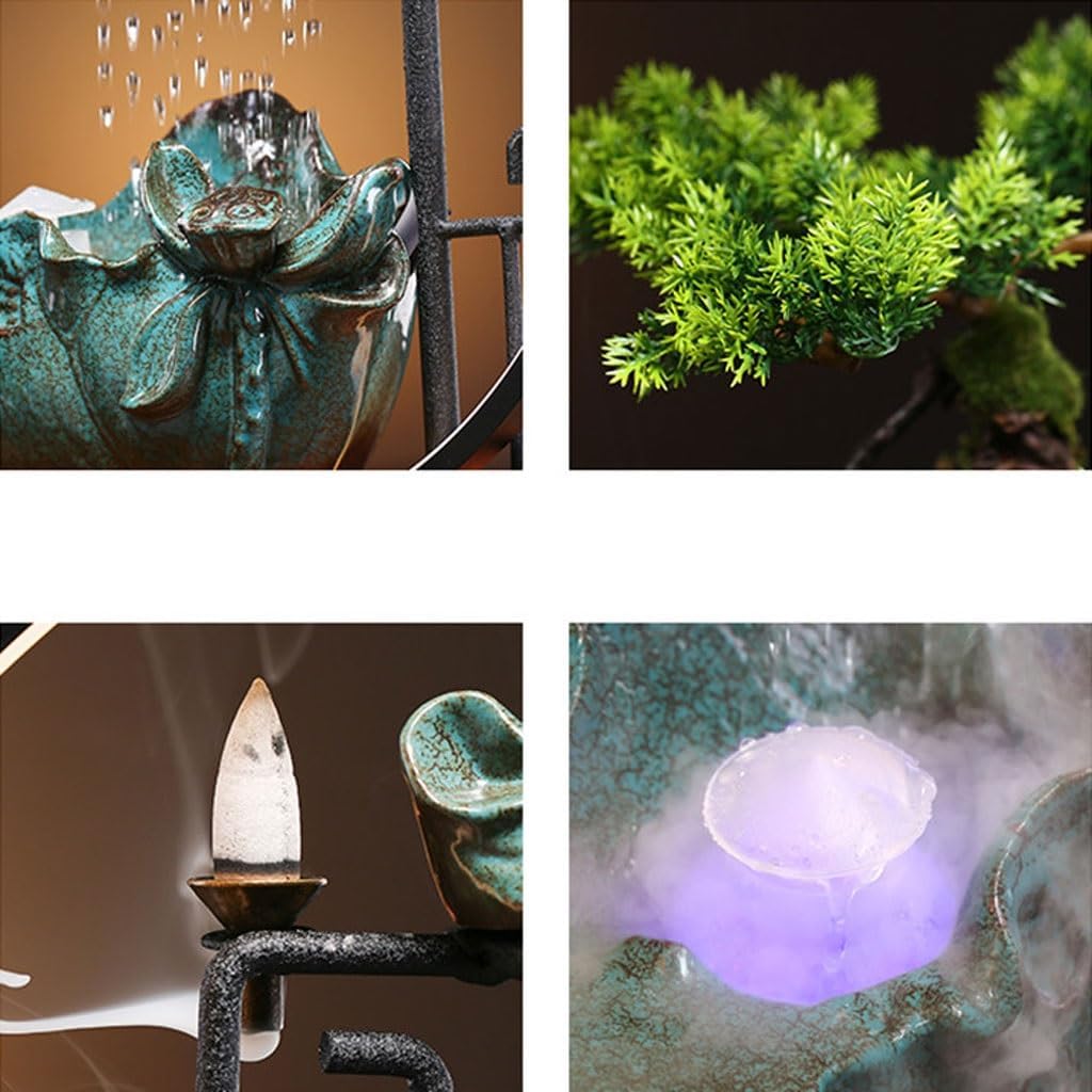 GUERNSEY Tabletop Fountain Creative Desktop Circulating Water Fountain Living Room Desk Water Ornaments Indoor Ceramic Decorations Indoor Waterfall Feature Indoor Fountain