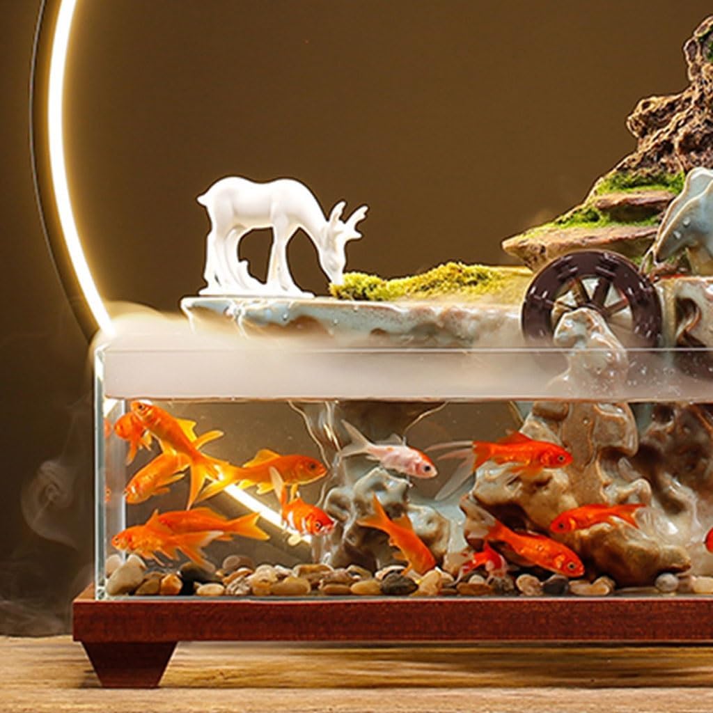GUERNSEY Tabletop Fountain Tabletop Fountains Flowing Water Glass Fish Tank Decorative Ornaments Living Room Desktop Circulating Water Table Fountain Ornaments Indoor Fountain