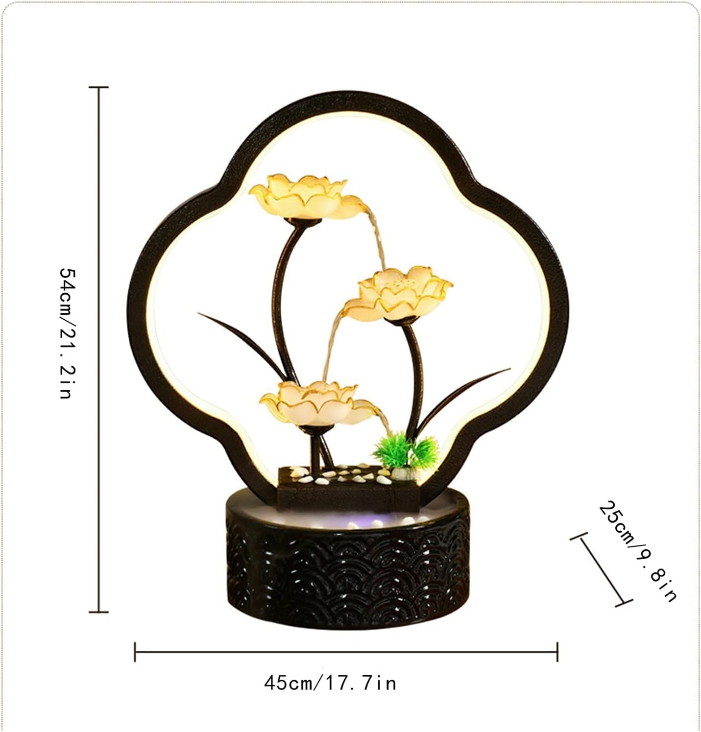 Jinyi2016Shop Desktop Fountain Tabletop Fountain with Light Ceramic Circulating Water Fountain Decoration Home Living Room Interior Creative Desktop Landscape Relaxa