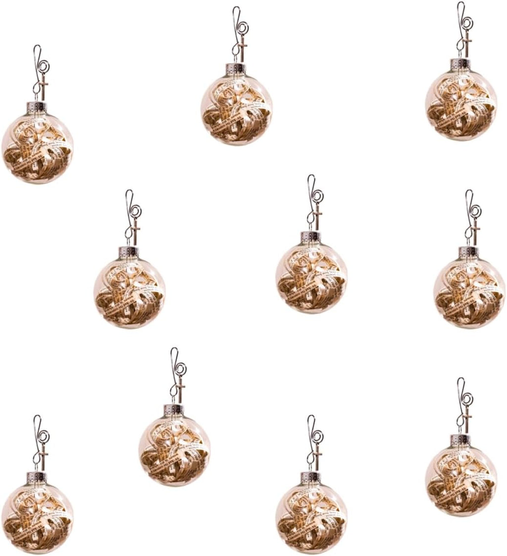 Rescued Antique Bible Glass Tree Decor & Christmas Ornaments with Silver Cross - Hanging Accessories For Home, Office, Church - Unique Gift for Friends, Family, Pastor (Pack of 10)