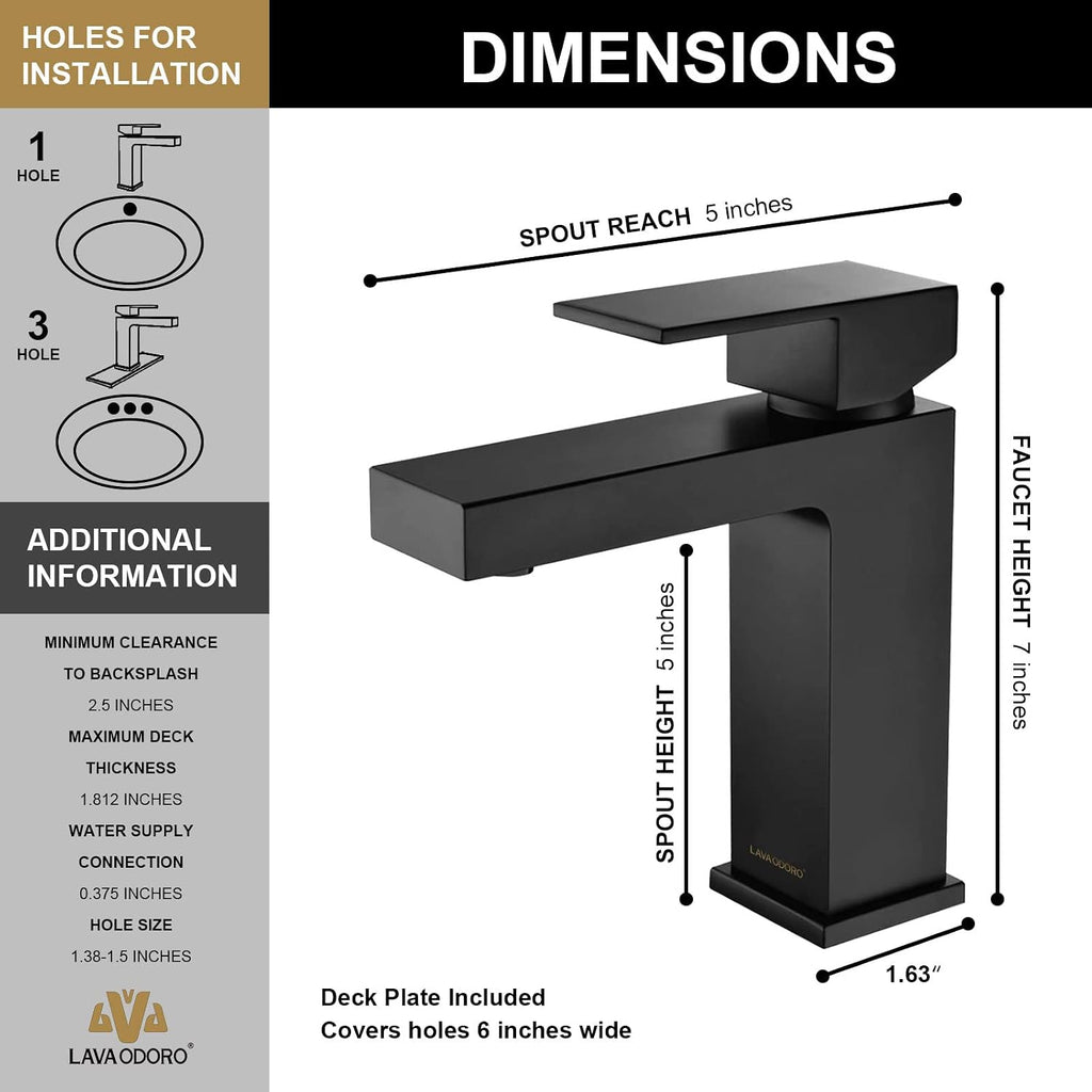 Lava Odoro 2-Setting Shower Faucet Set and Bathroom Faucet, Matte Black