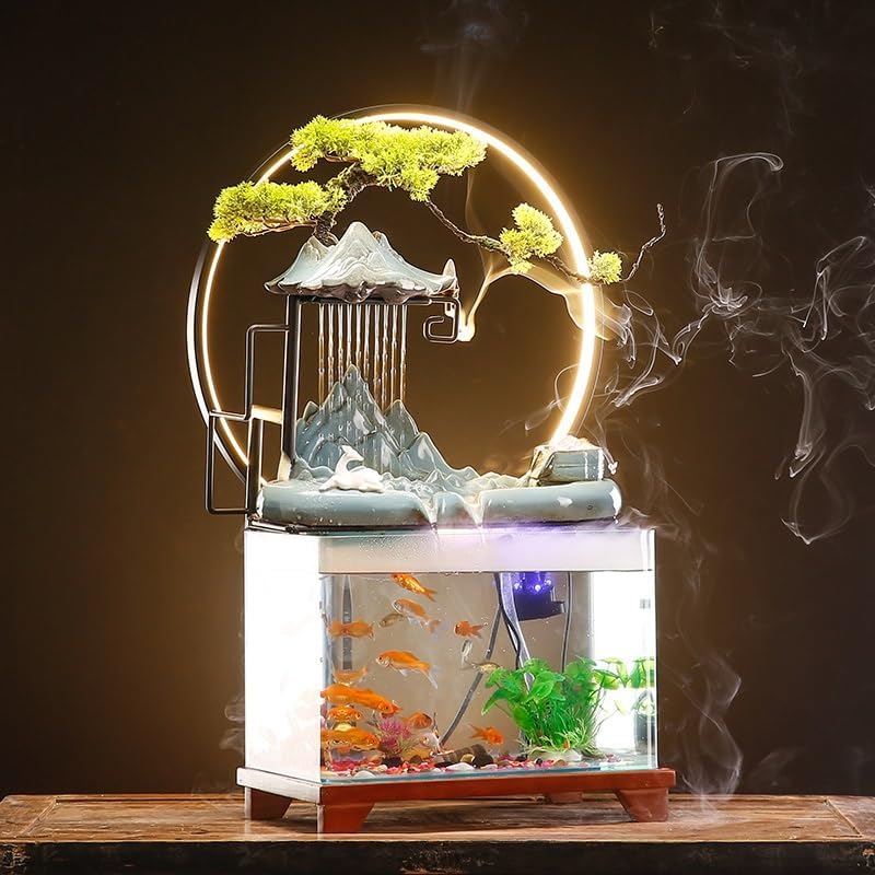 GUERNSEY Tabletop Fountain Tabletop Fountain Circulating Water Device Living Room Creative Decoration Office Small Fish Tank Desktop Landscape Indoor Fountain