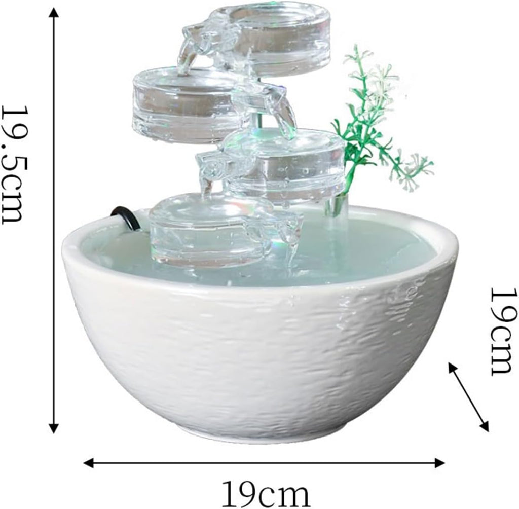 GLigeT Tabletop Fountain Ceramic Desktop Ornaments Modern Simple Cycle of Water Fountain Home Living Room TV Cabinet Wealth Decorations Water Fountain Decor