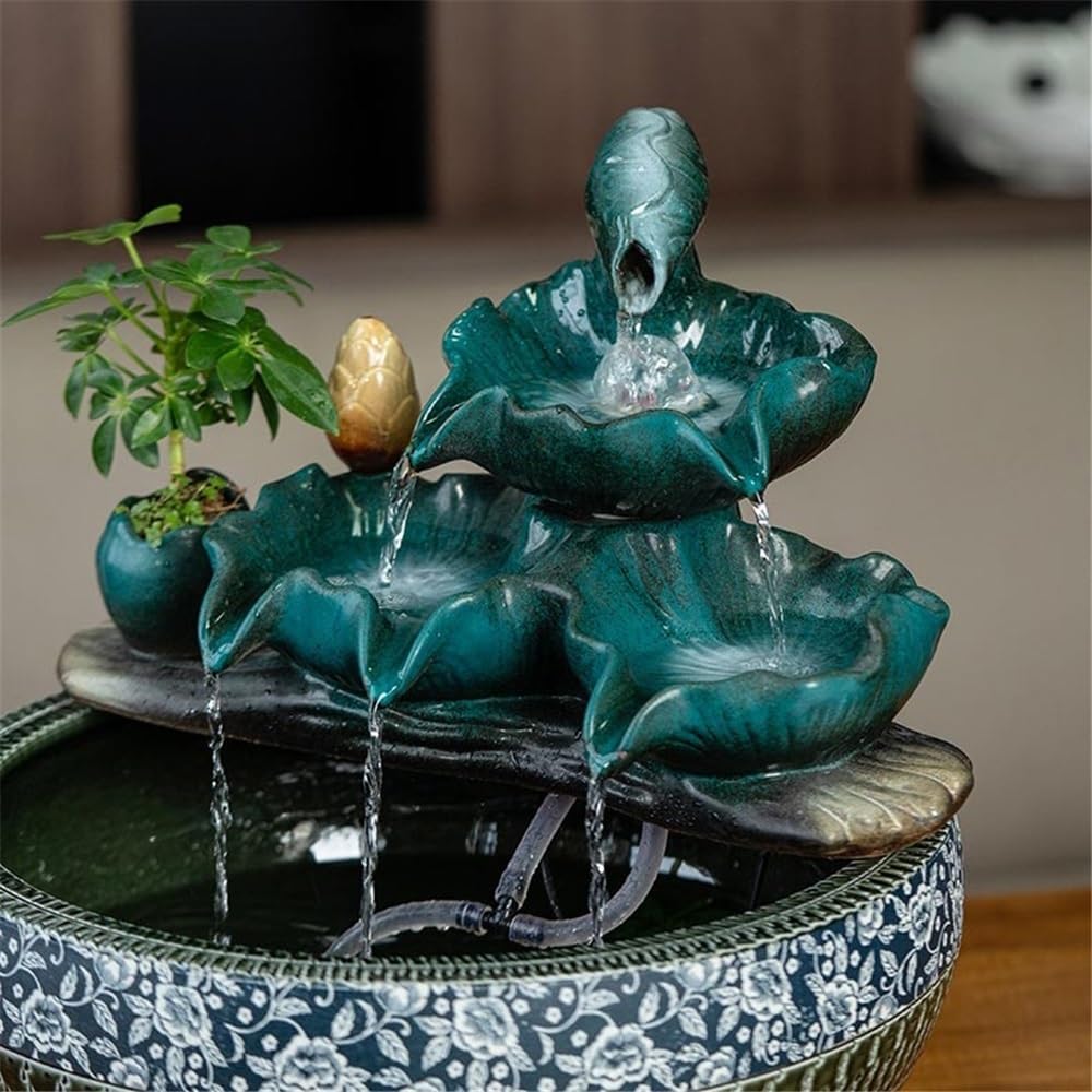Tabletop Tabletop Fountain Waterfall, Indoor Water Feature Desktop Simulation Scenery Decoration Decor(Medium)