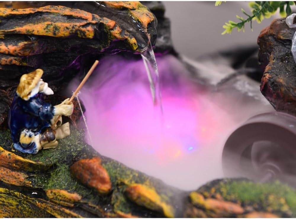 GRFIT Indoor Fountain Automatic Flow Waterfall Fountain Prosperity Mountain for Business & Home Decor Tabletop Fountain