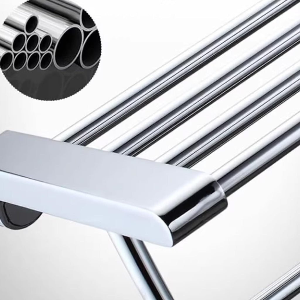 JRUIA Chrome Bathroom Towel Rack, Stainless Steel Wall Mounted Bathroom Hooks, Kitchen Bathroom Towel Holder, Space Saving