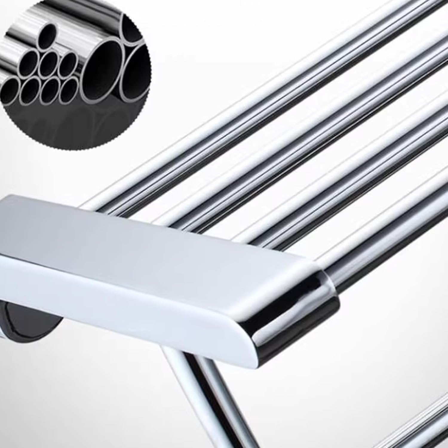 JRUIA Chrome Bathroom Towel Rack, Stainless Steel Wall Mounted Bathroom Hooks, Kitchen Bathroom Towel Holder, Space Saving