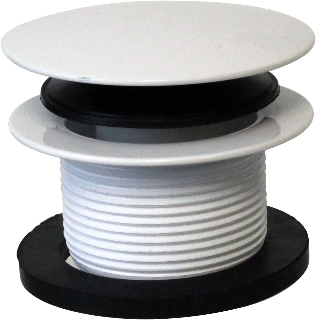 Westbrass D493244CHM-12-50 Bath Waste & Overflow Assembly with Patented Deep Soak Faceplate Cover and Tip-Toe Drain Plug - SCH. 40 PVC, Powder Coat White (12-Pack)