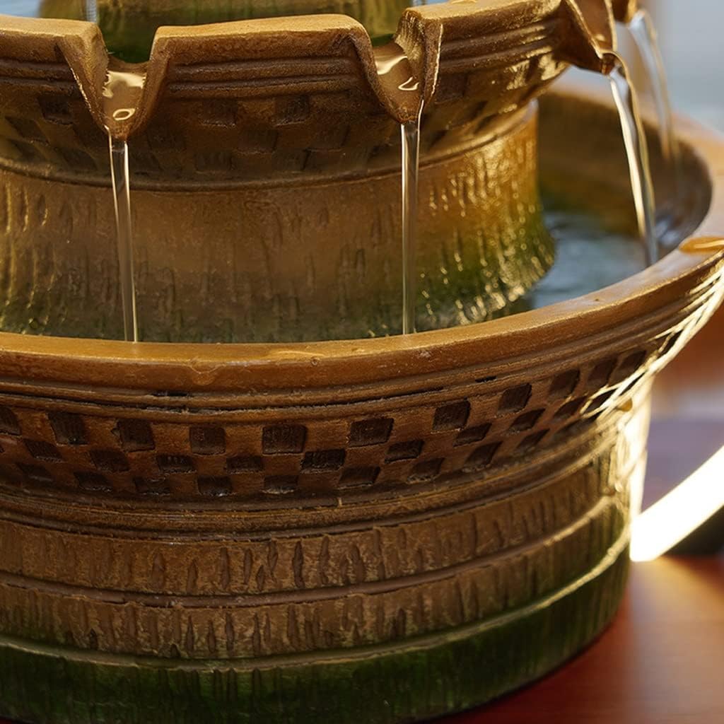 Tabletop Fountain with LED Lights Waterfall Fountain Indoor, Relaxation Desk Fountain, Water Fountain for Living Room Bedroom