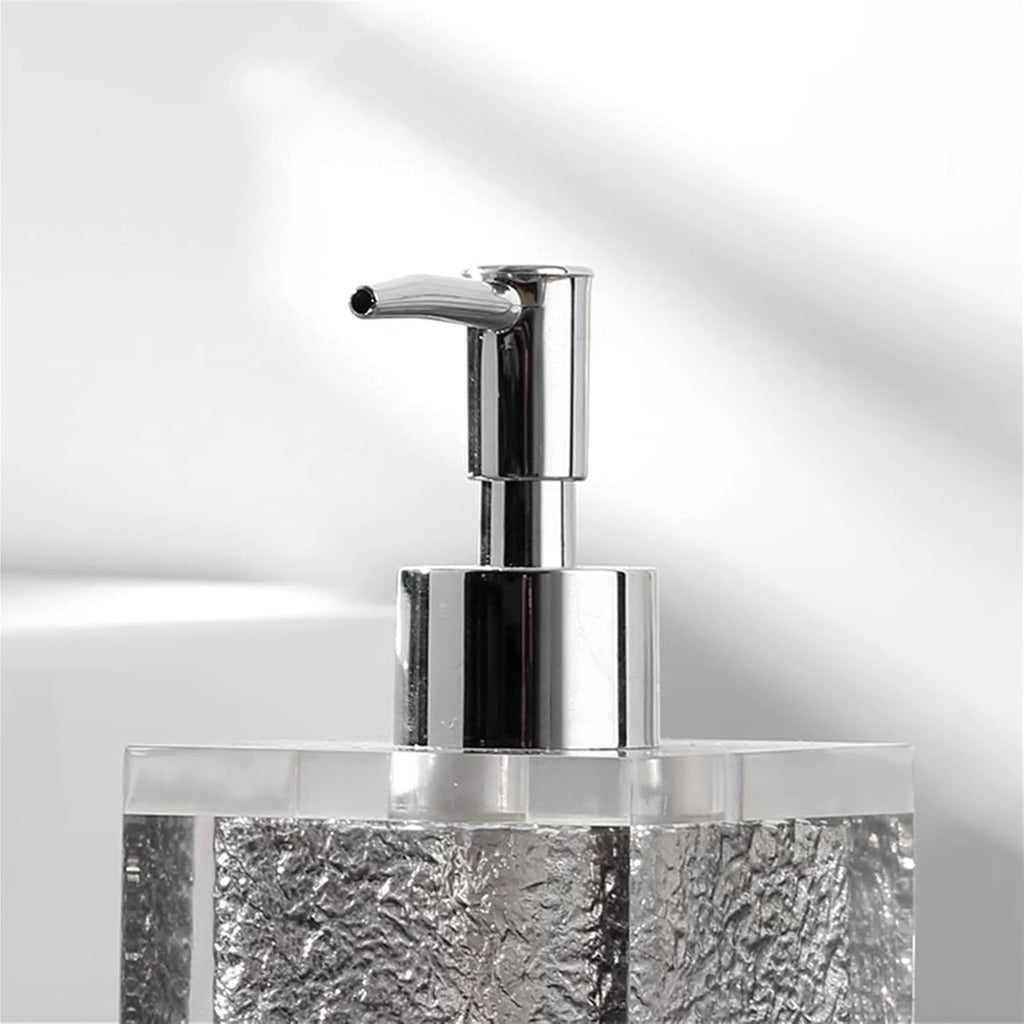 Soap Dispenser Black Translucent Resin Bathroom Accessory Set, 4 Pieces Bathroom Accessories Complete Set Vanity Countertop Accessory Set, Includes Soap Dispenser, Cup, Tissue Box and Tray Soap Dispen