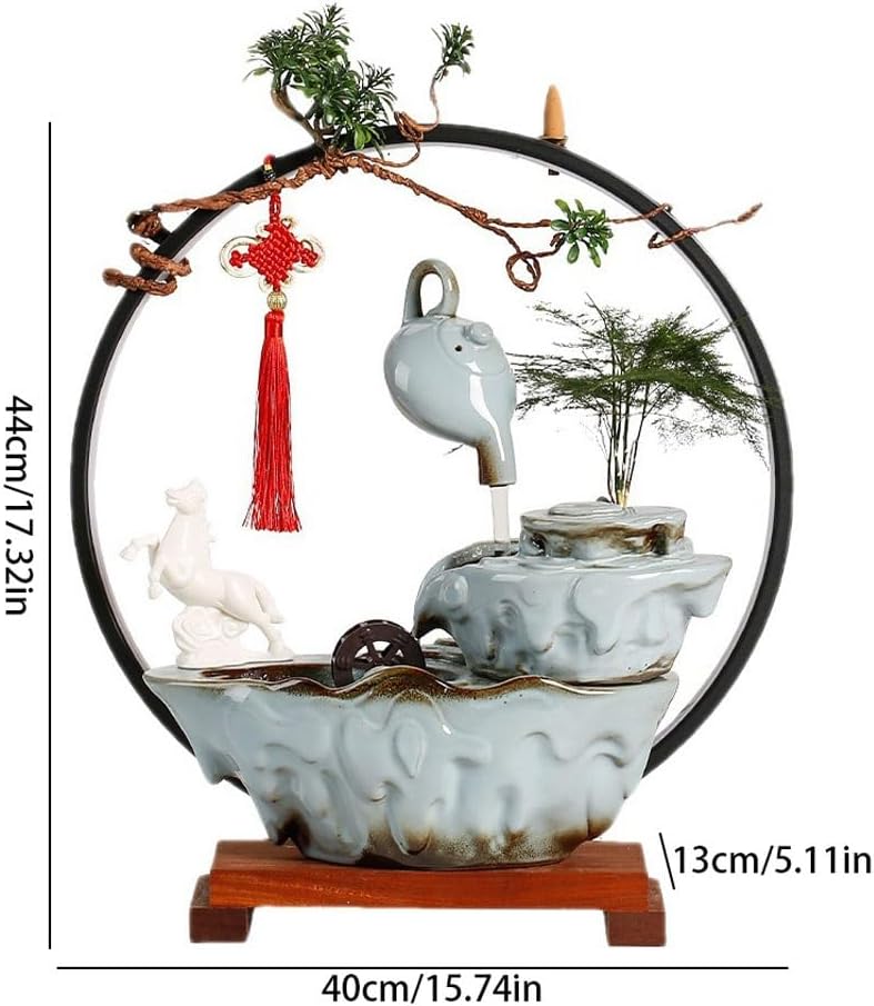 GUERNSEY Tabletop Fountain Flowing Water Circulating Water Fountain Ornaments Living Room Office Study Desk Fountain Desktop Decorations Indoor Fountain