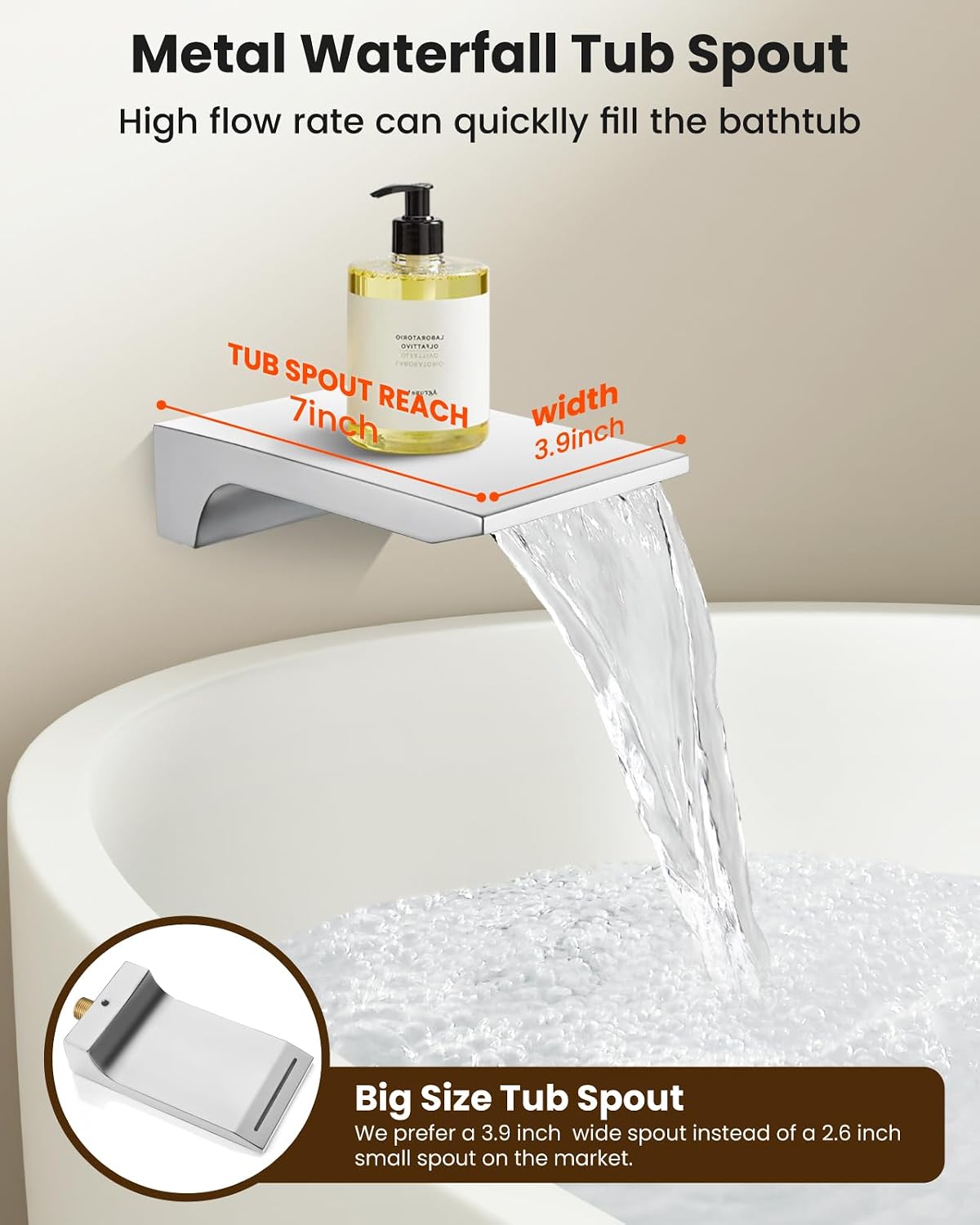 gotonovo Shower System with Tub Spout,Waterfall Tub Shower Faucet Set for Bathroom Head and Handle Set Wall Mounted 3 Function Rough-in Valve and Trim Included 12 inch Shower Head Polished Chrome
