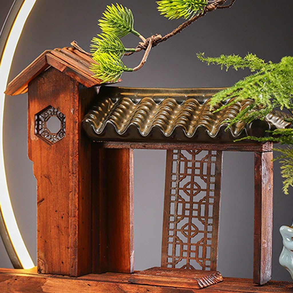 GUERNSEY Tabletop Fountain Flowing Water Ornaments Atomizing Humidification Fountain Office Desktop Home Living Room Study Desktop Fountain Indoor Fountain