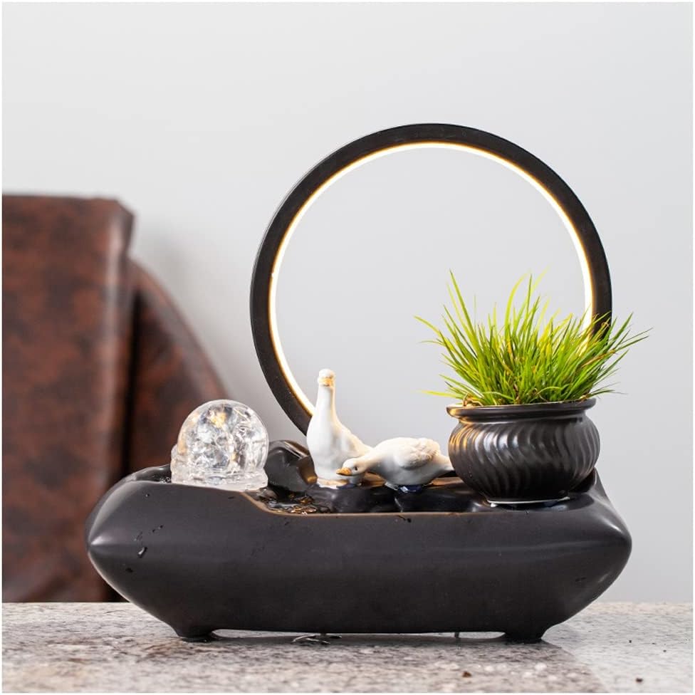 HIHELO Tabletop Fountain Tabletop Fountain Creative Living Room Ceramic Flowing Water Ornament Office Desktop Circulating Water Fountain Waterscape Indoor Fountain (Color : C)