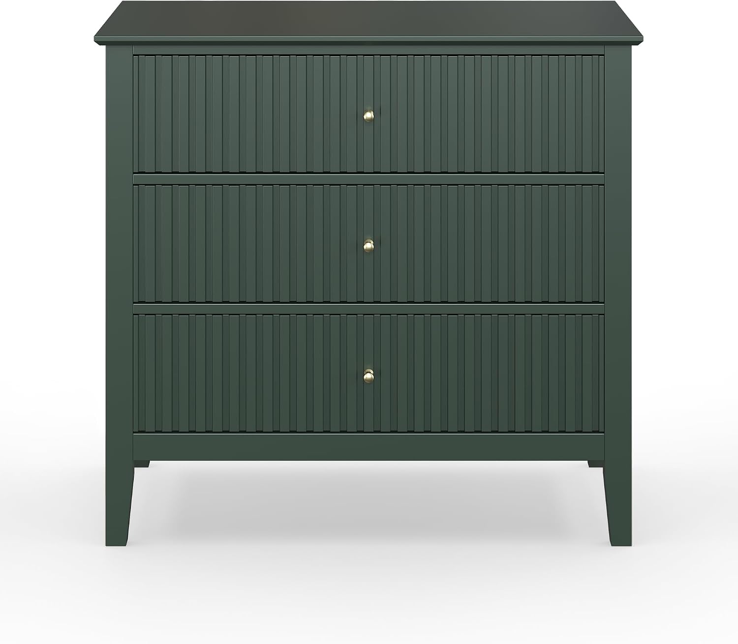 May in Color Large Green Fluted 3 Drawer Dresser Set of 2, Chest of Drawers with Ball Bearing Slide Modern 30 inch Tall Wood Nightstand with Spacious Storage for Bedroom Hallway Living Room Entryway