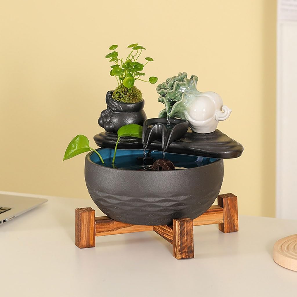 GUERNSEY Tabletop Fountain Living Room Water Ornaments Circulation Fish Tank Fountain Office Desktop Study Coffee Table Desktop Fountain Indoor Fountain