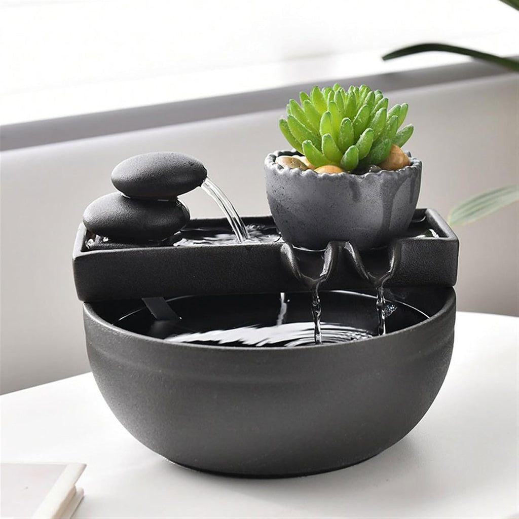 GLigeT Tabletop Fountain Home Living Room TV Cabinet Tea Room Book Desktop Decorations Small Ceramic Feng Shui Fountain Ornaments Water Fountain Decor
