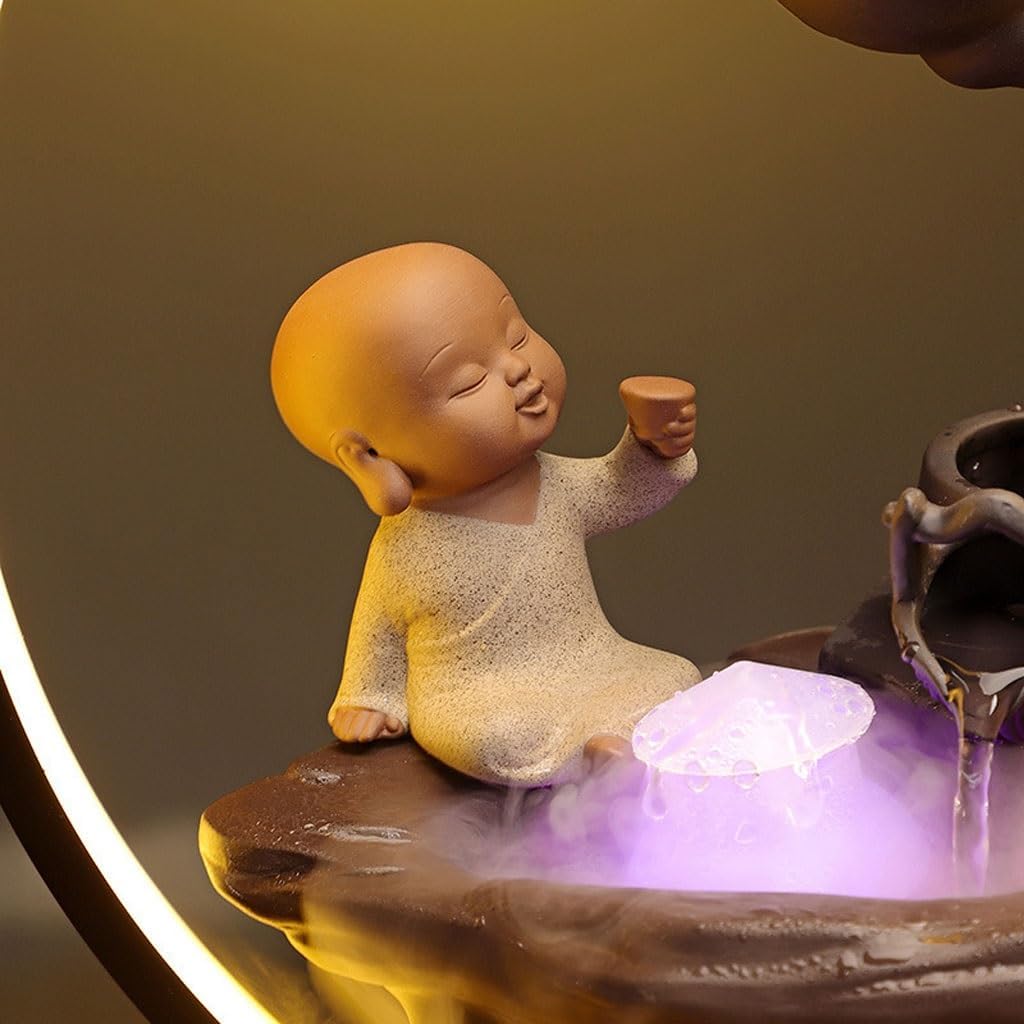GUERNSEY Tabletop Fountain Home Desktop Water Fountain Atomization Office Porch Living Room Backflow Incense Burner Desktop Water Indoor Fountain