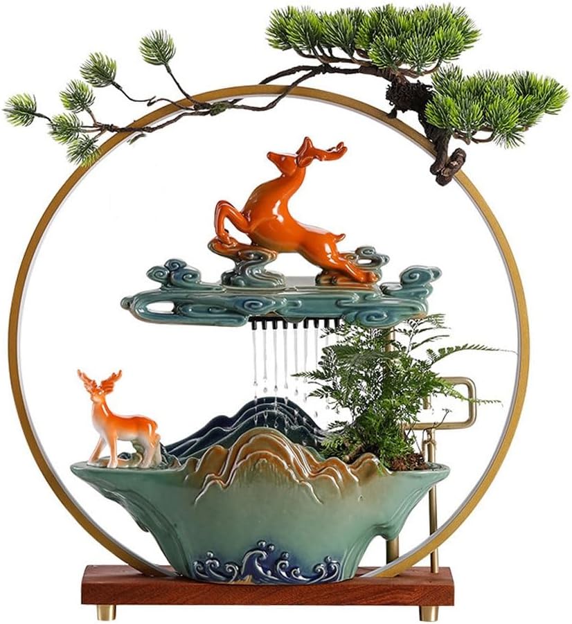 GUERNSEY Tabletop Fountain Flowing Water Ornaments Circulating Water Home Porch Living Room Office Desktop Chinese Style Decorations Indoor Fountain