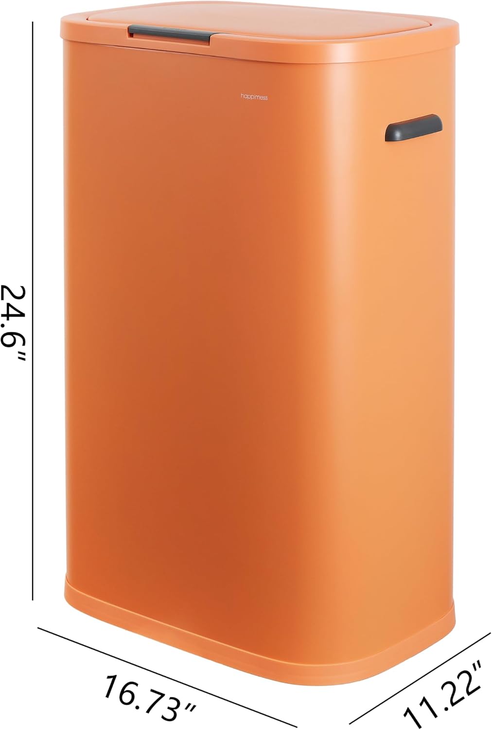 happimess HPM1017K Tammi Kitchen 14.5-Gallon Slim Metal Push Button Trash Can for Home, Kitchen, Laundry Room, Office, Bedroom, Bathroom, Carrot Cake