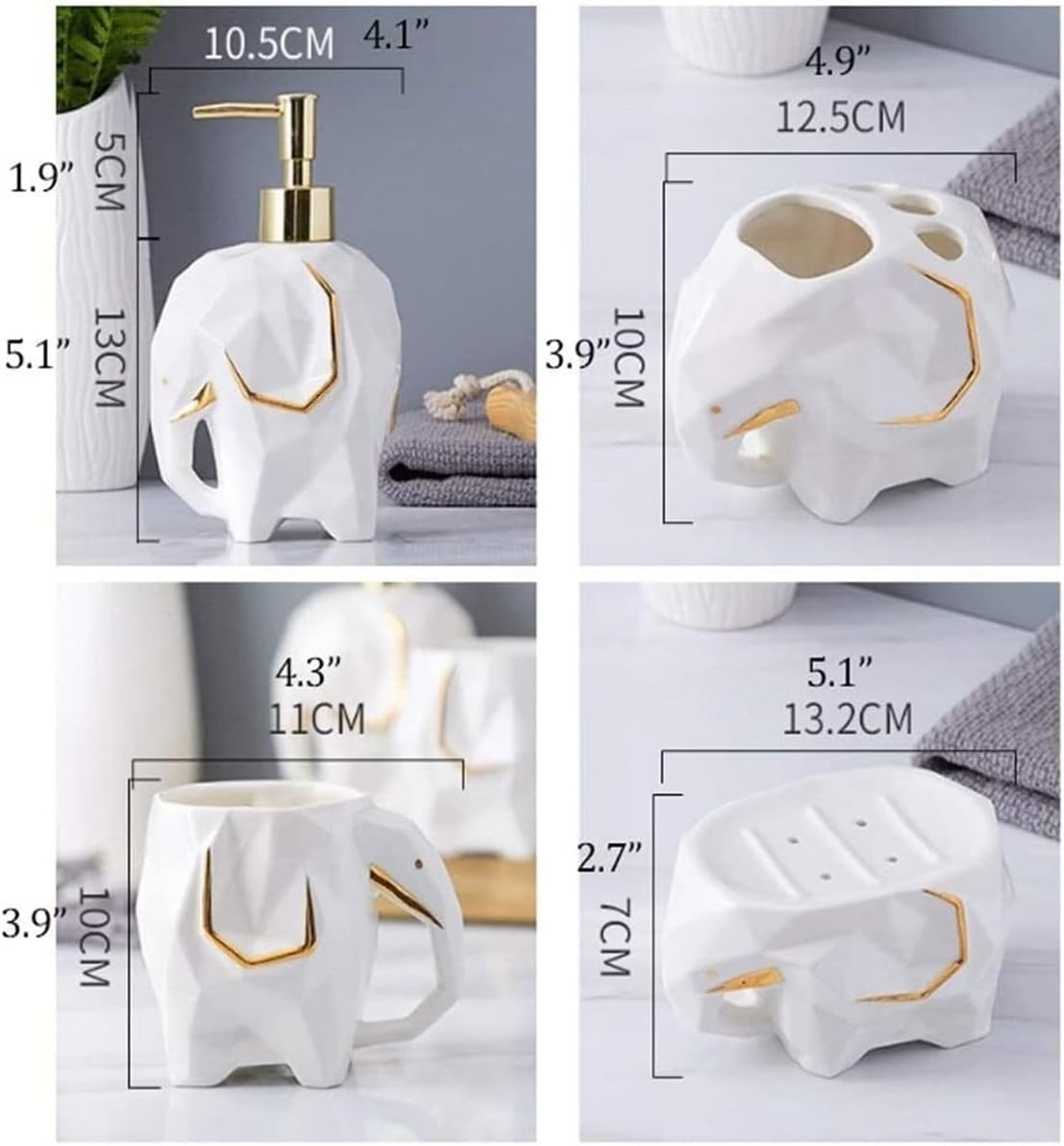 Soap Dispensers Bathroom Accessory Set,Geometric Cute Elephant Soap Dispenser for Liquid Soap Or Lotion Kitchen Bathroom,Pink
