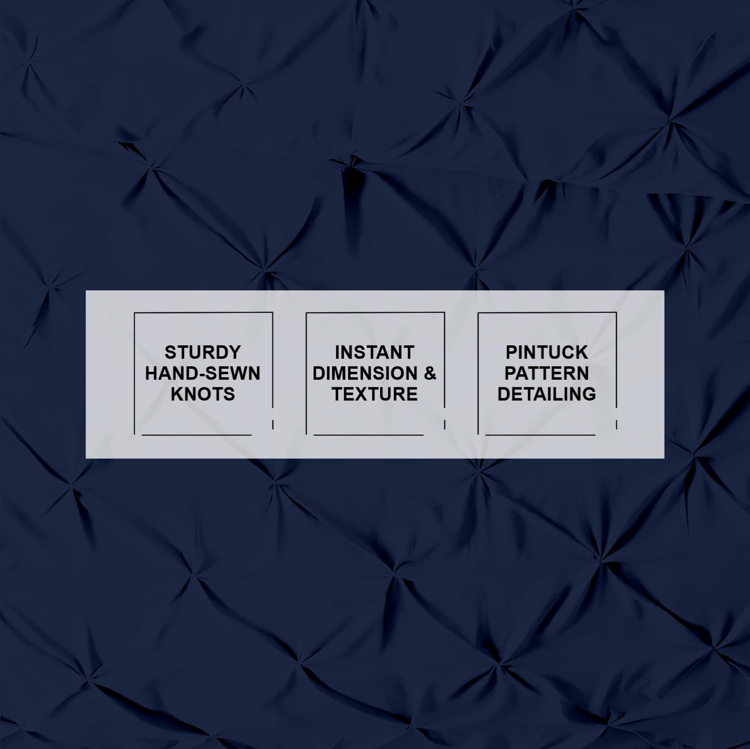 Kotton Culture Custom Pinch Pleated -Pintuck Duvet Cover - 100% Egyptian Cotton 600 Thread Count Decorative Customize Comforter Cover(Desired Dimensions) - Zipper Closure & 7 Internal Ties - Navy Blue