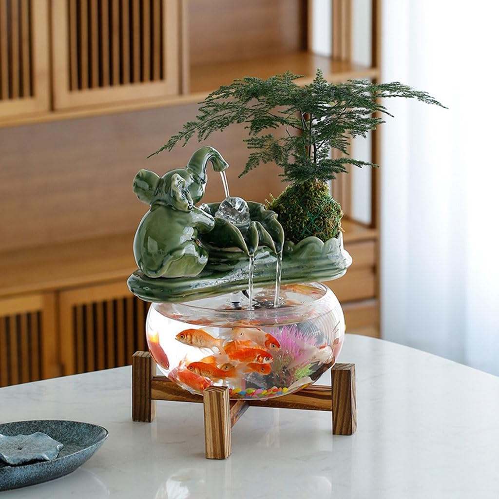 GUERNSEY Tabletop Fountain Fish Tank Water Ornaments Circulating Water Living Room Office Desktop Small Fountain Study Desktop Fountain Indoor Fountain