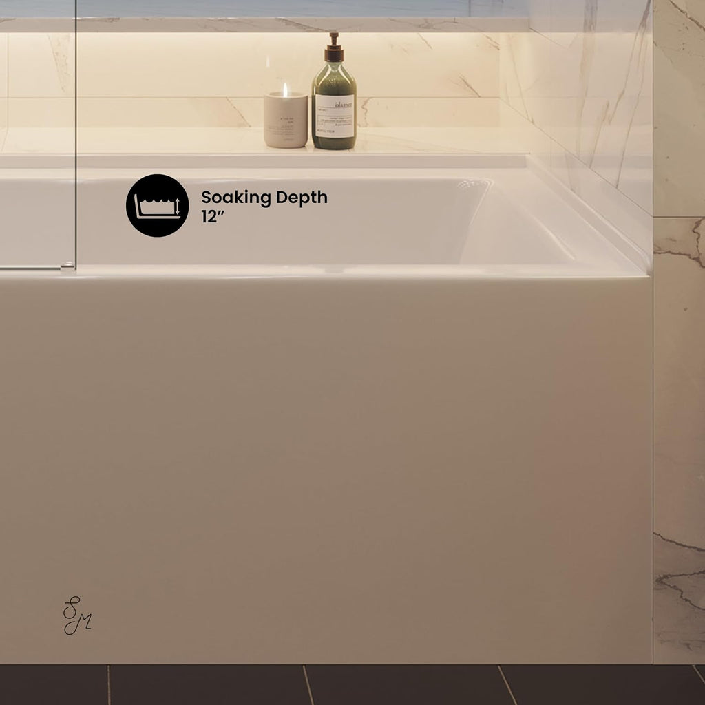 Voltaire 60' x 30' Left Drain Skirted Soaking Bathtub with Apron ADA Height in Glossy White