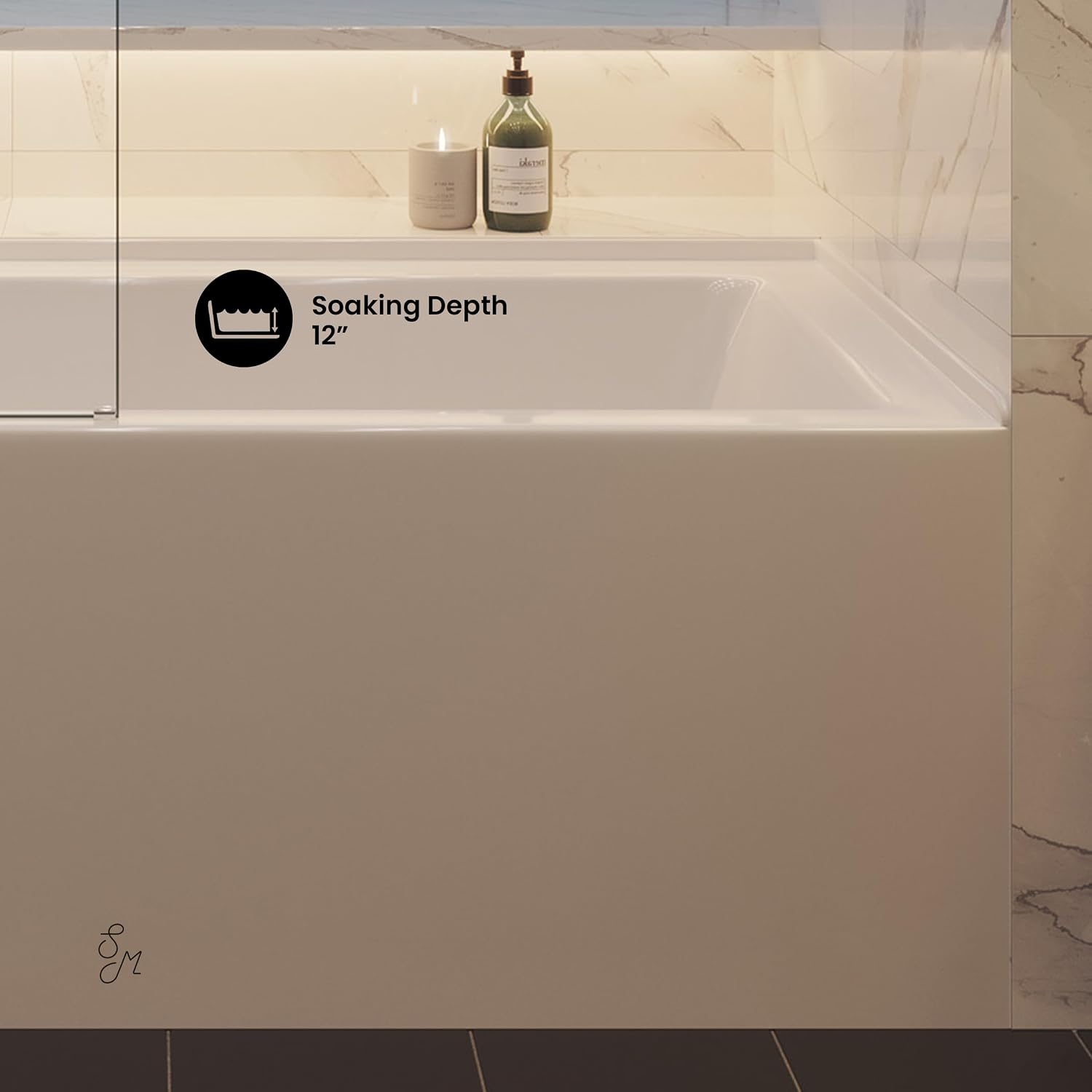 Voltaire 60' x 30' Left Drain Skirted Soaking Bathtub with Apron ADA Height in Glossy White